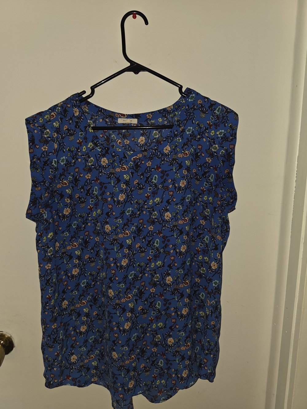 Pleione Blue Floral Short-Sleeve Blouse